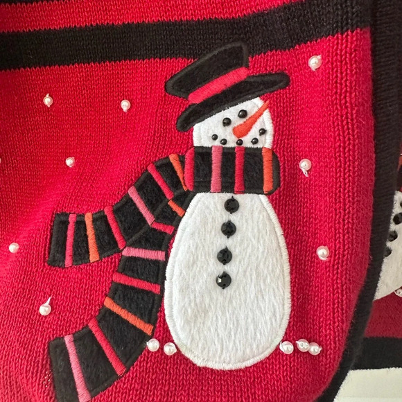 PBJ Sport Women’s Christmas Snowman Sweater Cardigan Size Medium - Picture 4 of 6